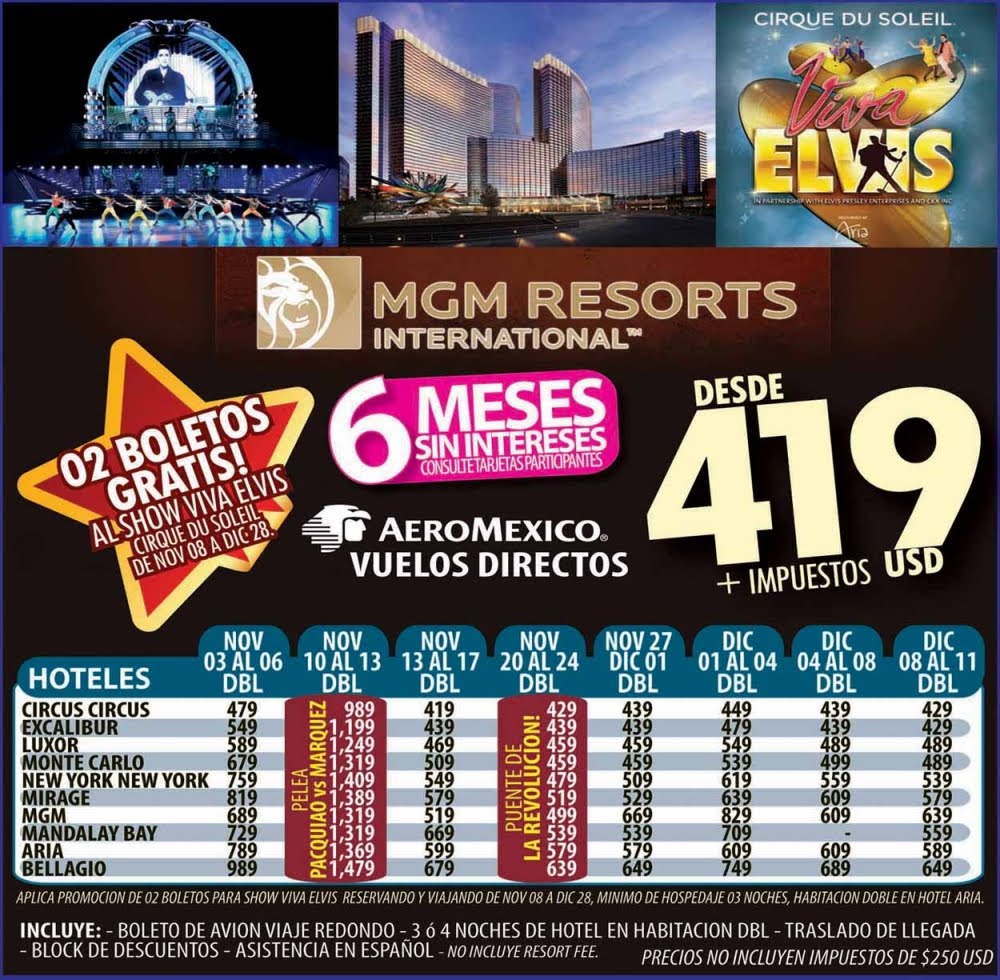 Paquetes a Las Vegas Hotel Avion desde Mexico ELITOURS Ofertas de