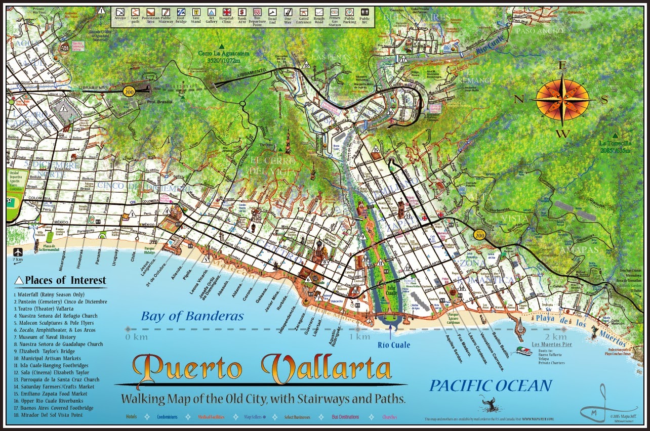 Mapa Jeff Cartography Puerto Vallarta Walking Map 2015