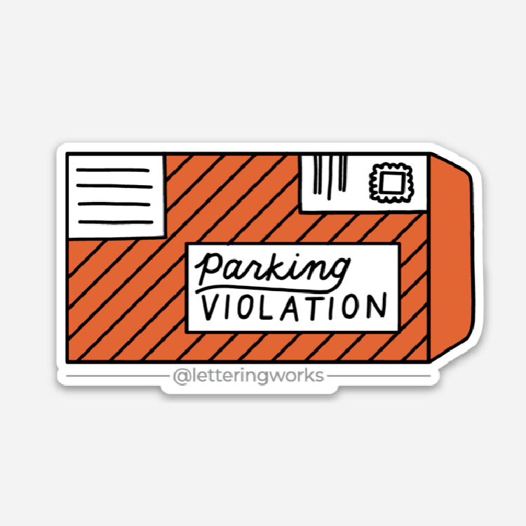 HandDrawn Chicago Parking Ticket Sticker — Lettering Works